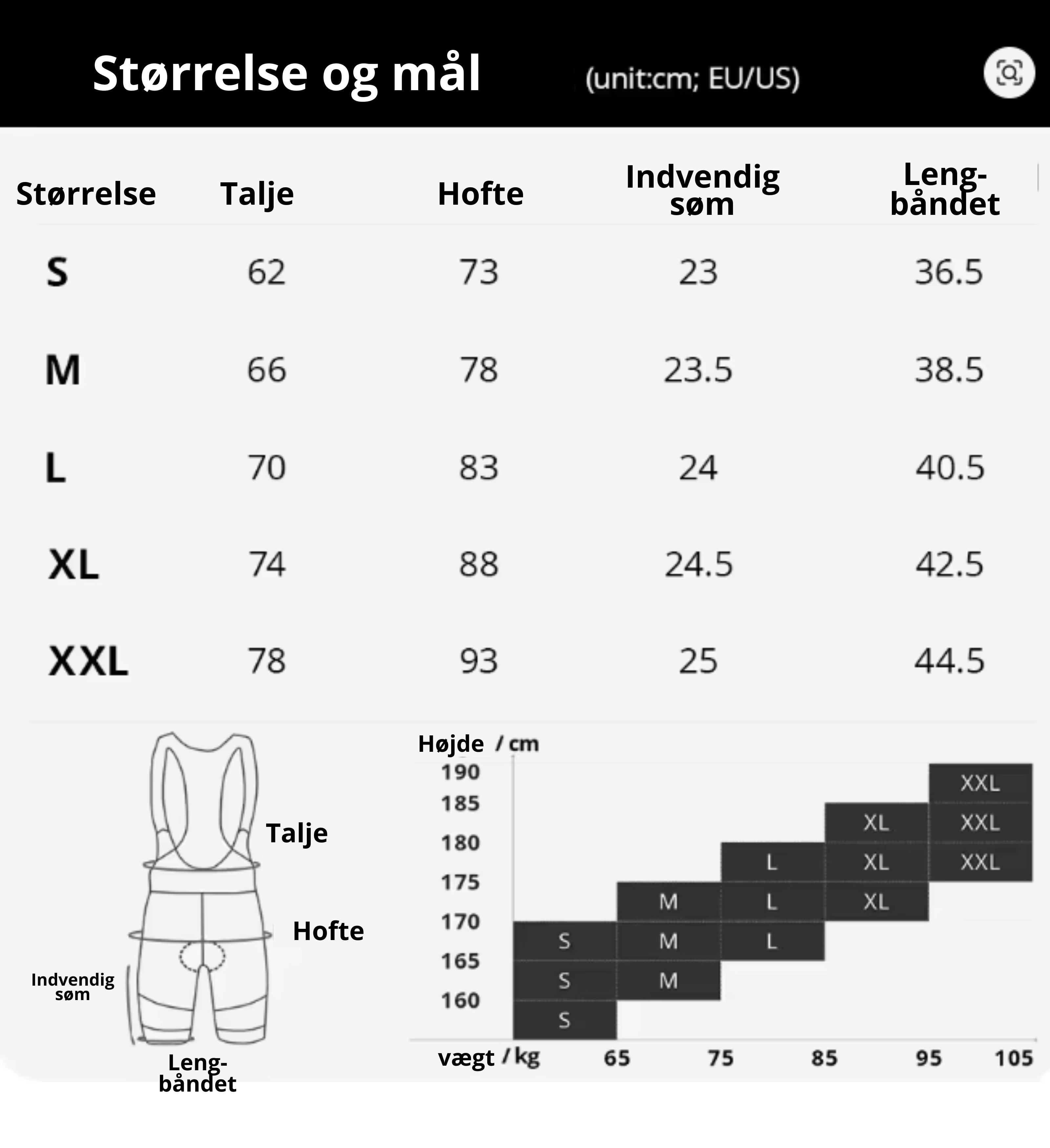 bibcykelshorts-Storrelse